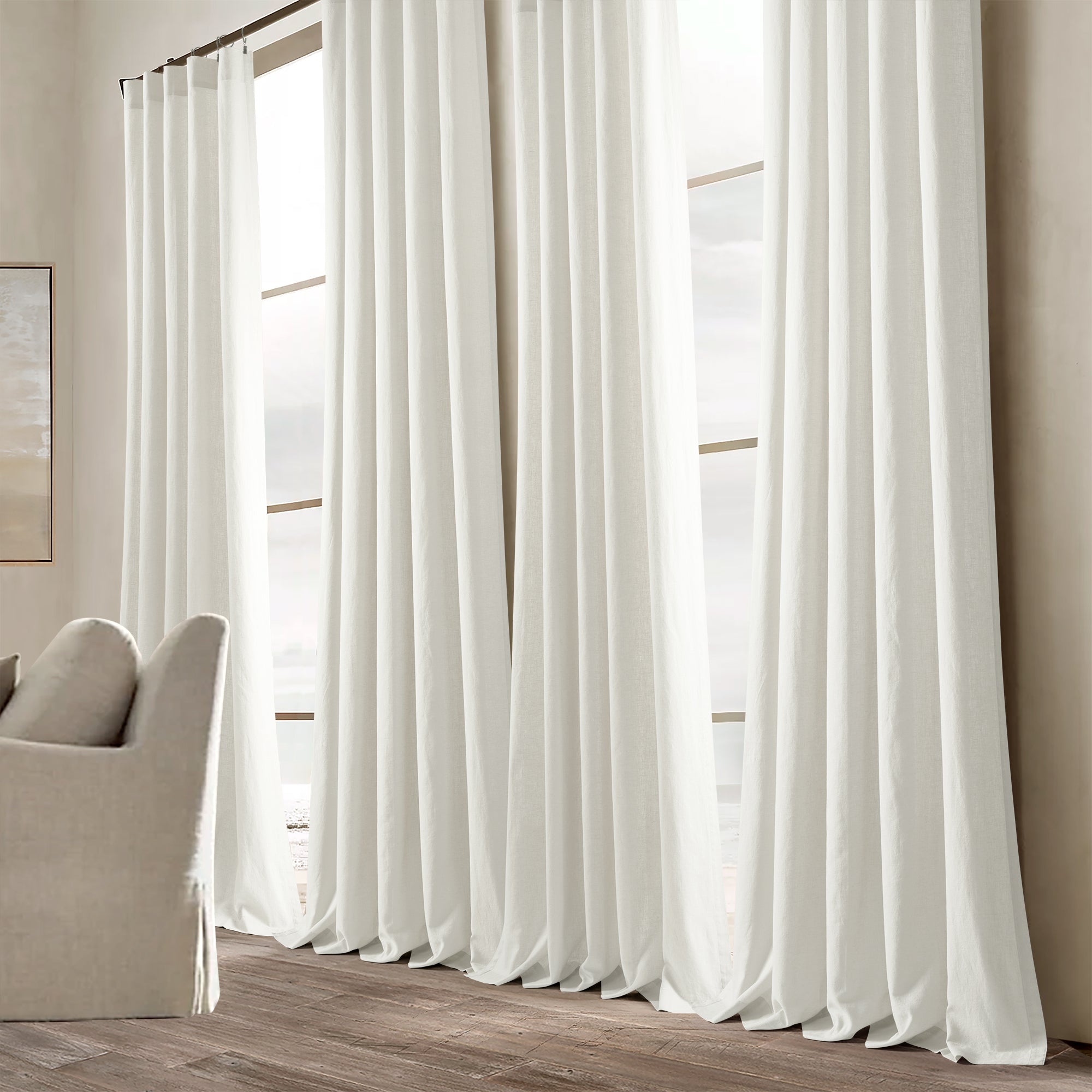 Belgian Flax Prewashed Linen Rich Cotton Blend Window Curtain Panel