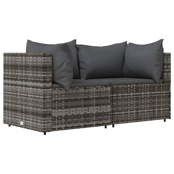 vidaXL Patio Lounge Set with Cushions Brown/Black/Gray Poly Rattan