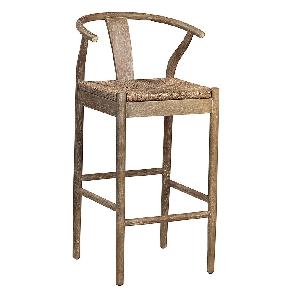 Kairo Natural Oak and Woven Wicker Dining Bar Stool