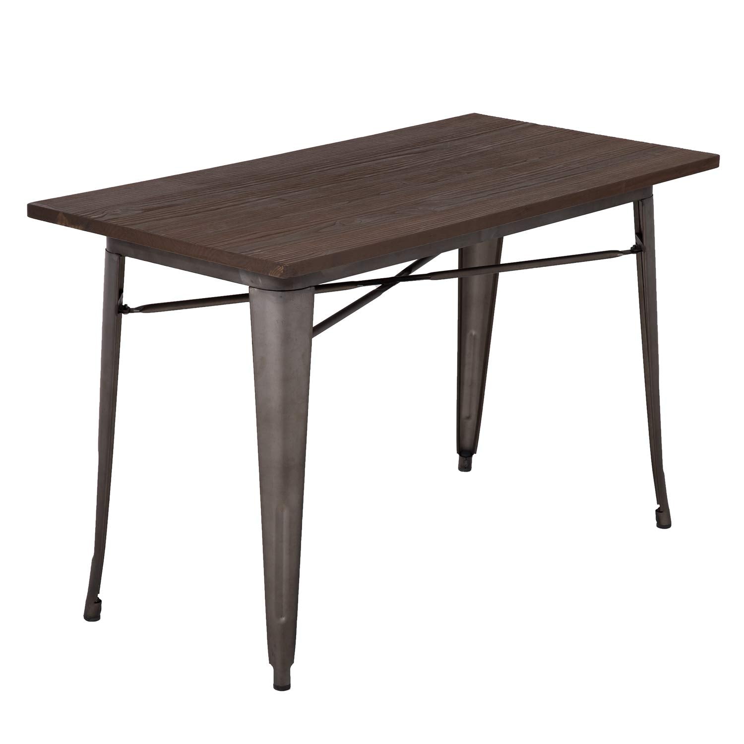 Metal Kitchen Table Dining Table Home Restaurant Wood Top Table 24 x 48 Inches Bar Coffee Table Indoor Outdoor Metal Base Table Patio Dining Table Patio Furniture