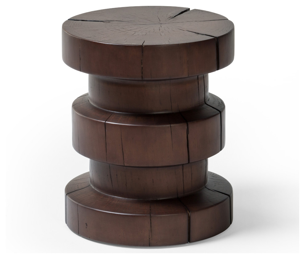 Inez End Table  Brown Pine   Contemporary   Side Tables And End Tables   by Four Hands  Houzz