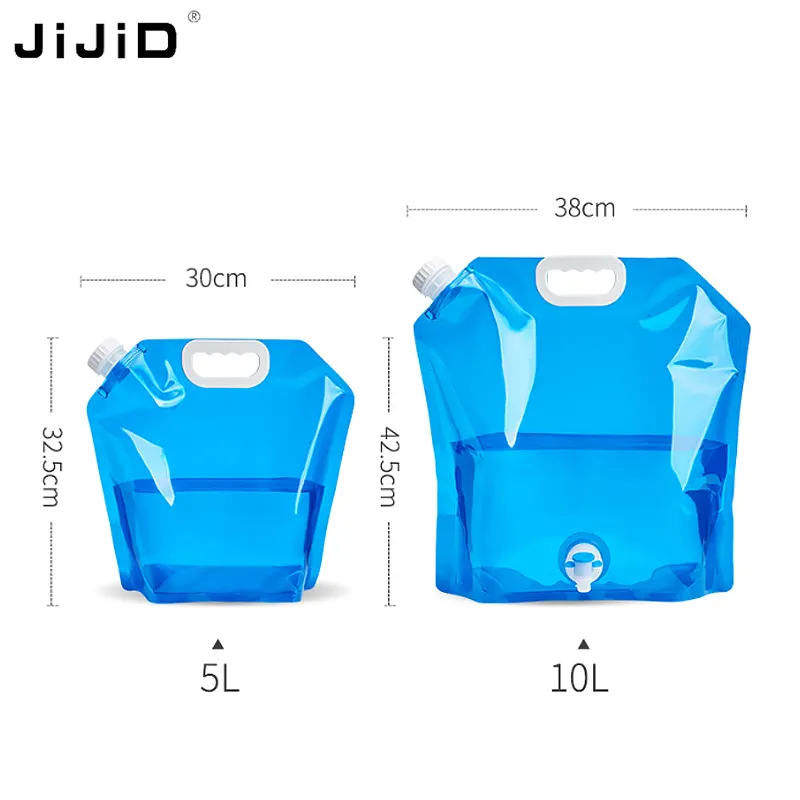 JiJiD 5L 10L Pe Plastic Foldable Water Storage Bag Outdoor Travel Camping Hiking Foldable Water Storage Bag