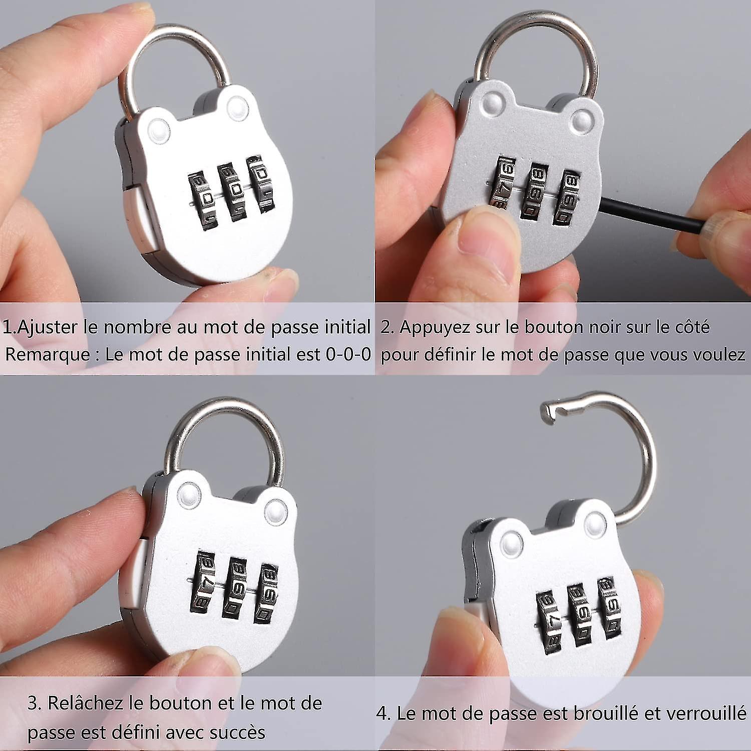 4 Pack 3 Digit Luggage Locks，small Suitcase Padlock Airplane Code Padlock Combination Padlock(4 Colors)