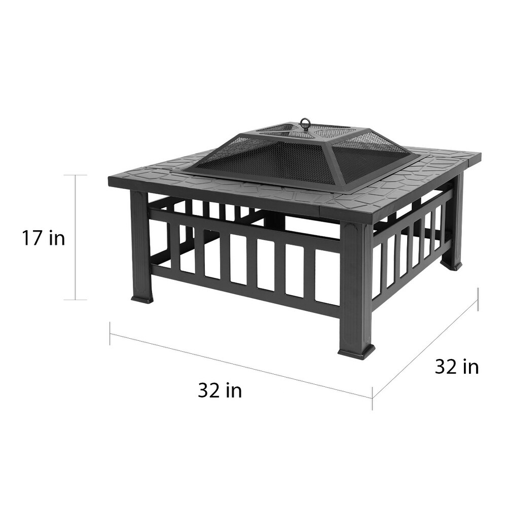 Metal Portable 32 inch Courtyard Fire Pit with Accessories