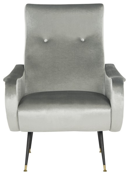 Olivia Velvet Retro Mid Century Accent Chair Light Gray   Midcentury   Armchairs And Accent Chairs   by V.S.D Furniture  Houzz