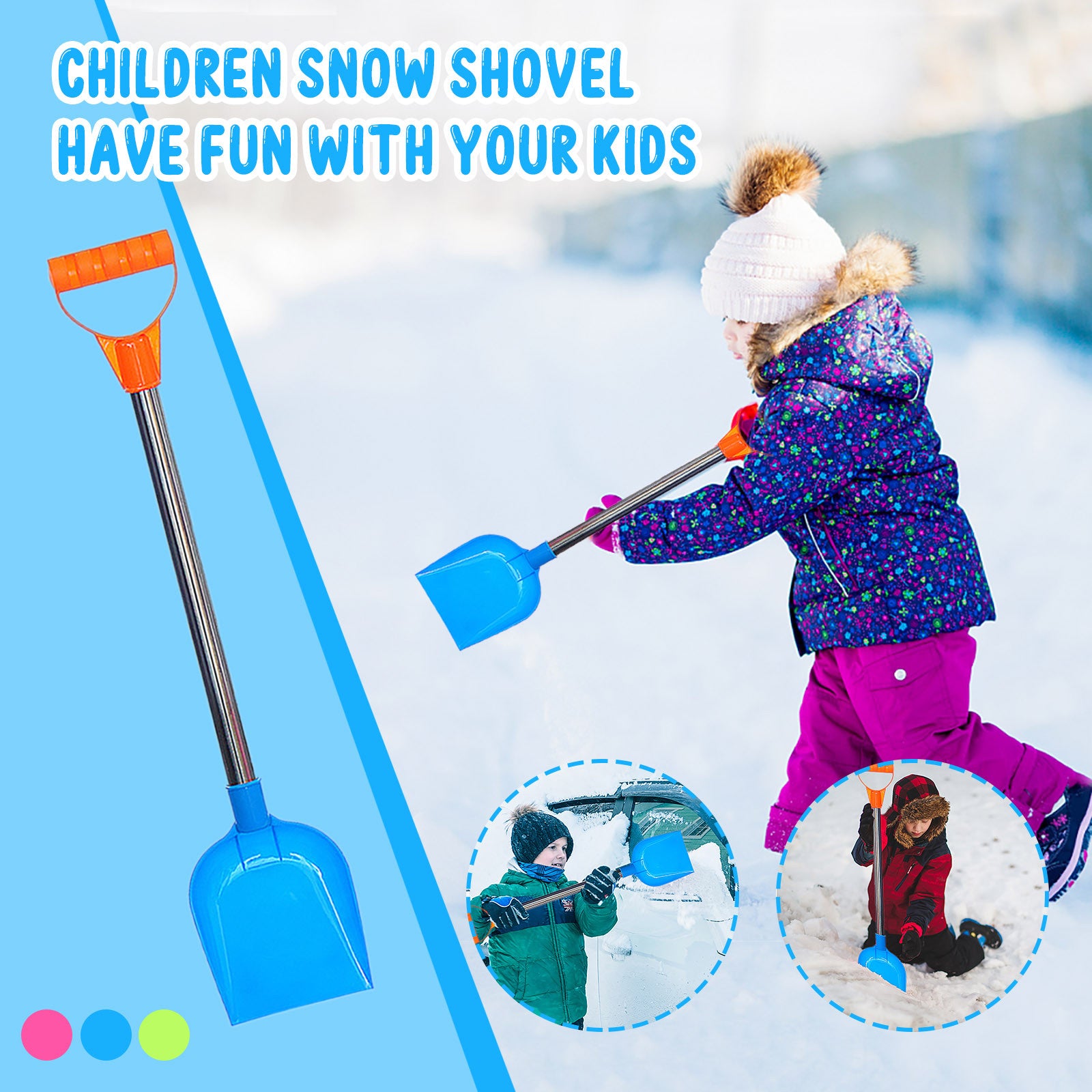 Relanfenk Kids Beach Toys Children's Snow Shovel Children's Shovel With Stainless Steel Handle