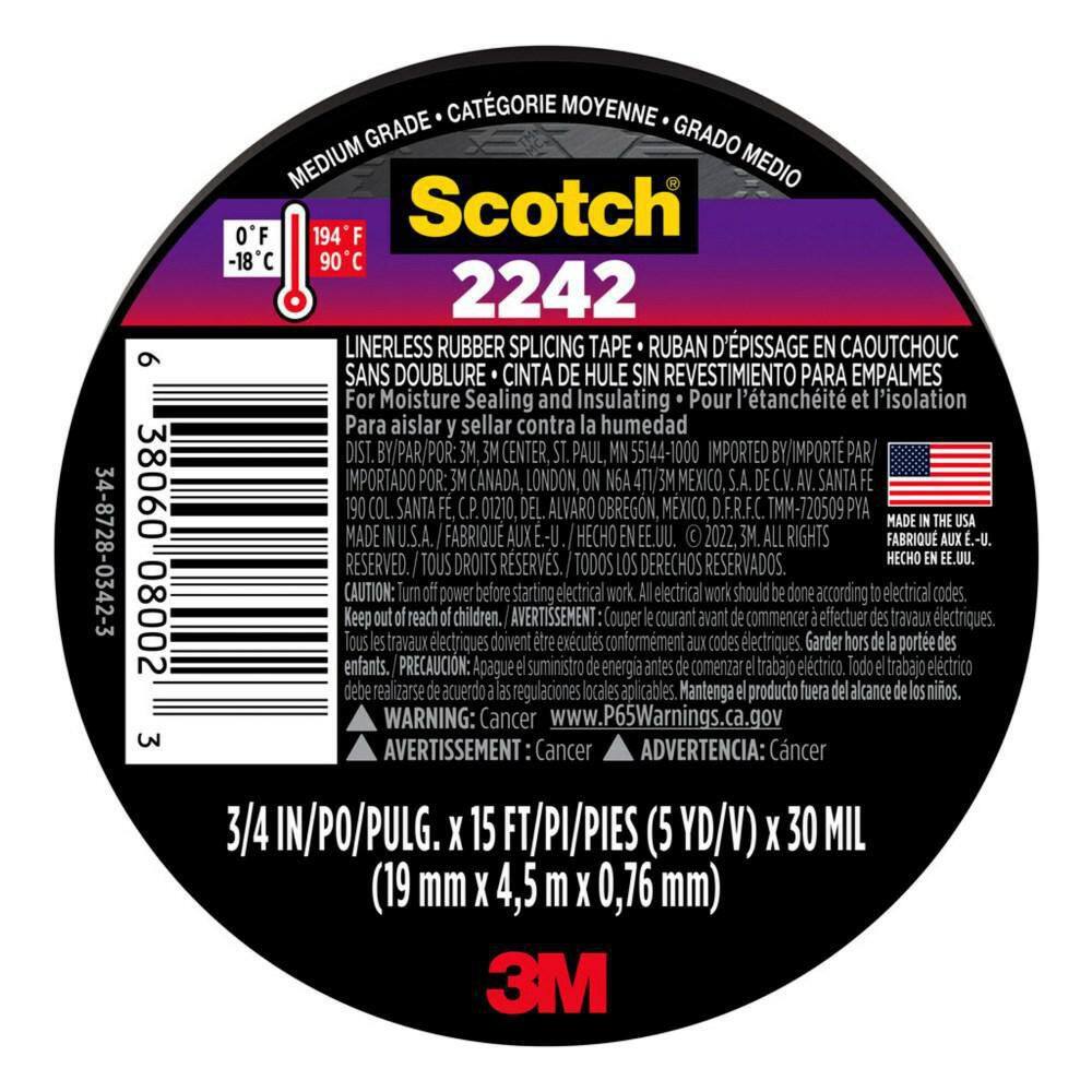 Scotch 34 in. x 15 ft. x 0.0300 in. 2242 Electrical Splicing Tape Black 6165-BA-10