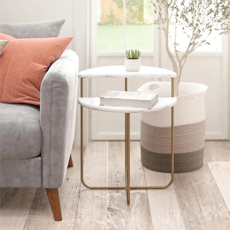 Athena White Marble End Table