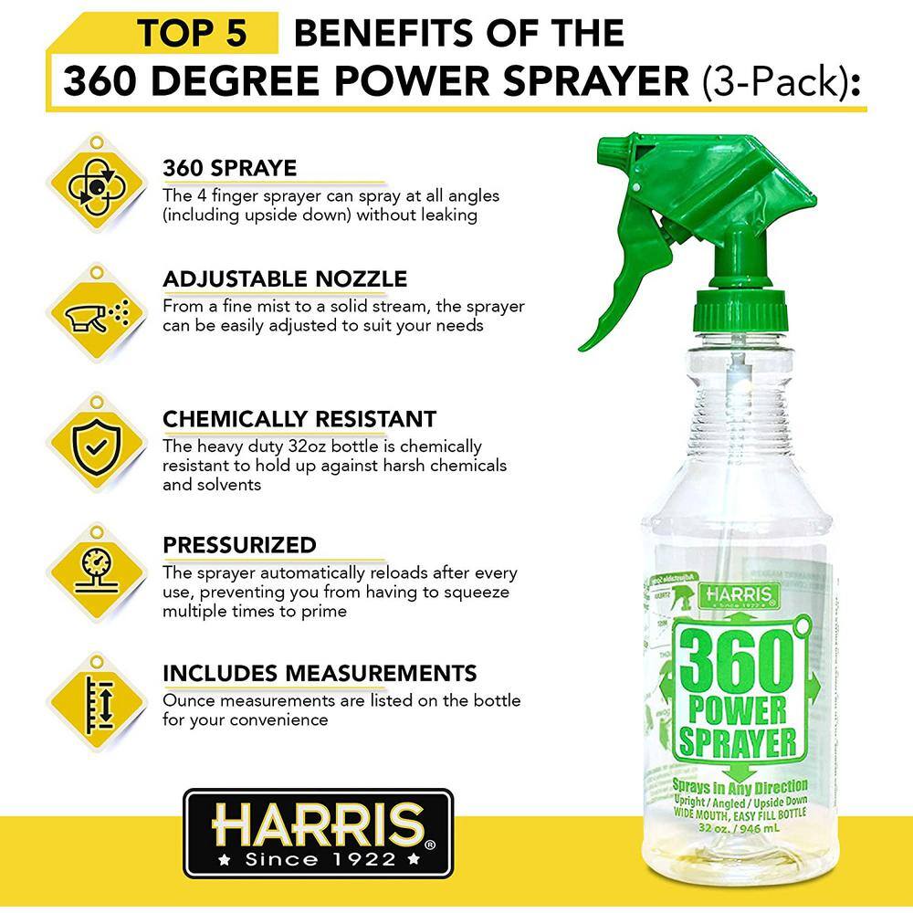 Harris 32 oz. Organic Gardening Liquid Fish Fertilizer and 360-Degree All Angle Professional Spray Bottle Value Pack FISH32-360