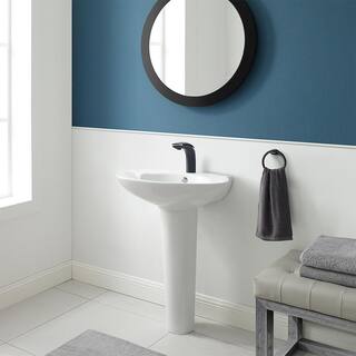 Swiss Madison Plaisir Rounded Pedestal Sink in Glossy White SM-PS309