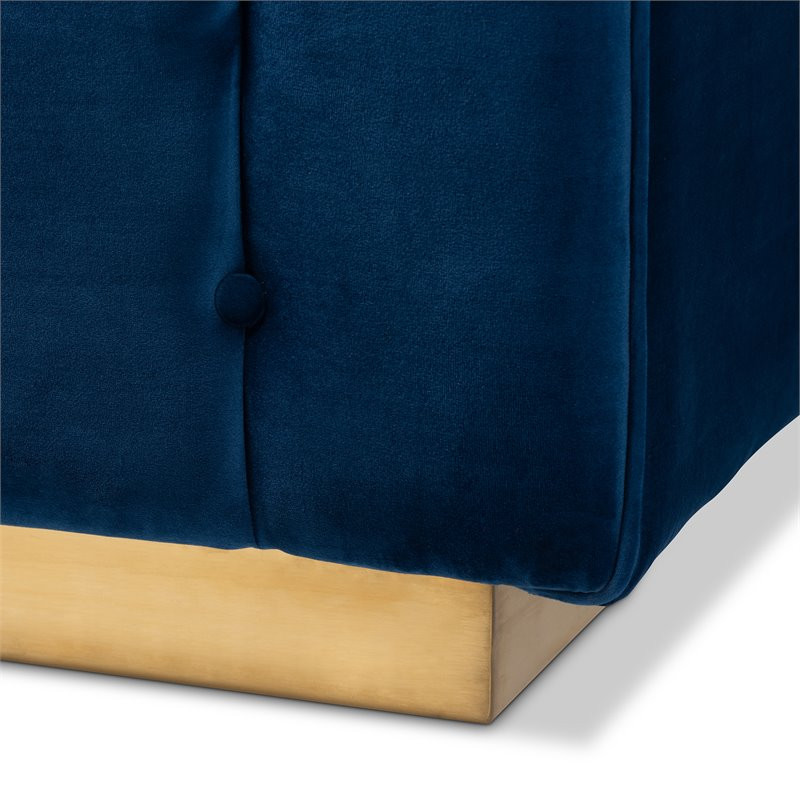 Baxton Studio Modern Loreto Velvet and Gold Finish Sofa in Navy Blue   Contemporary   Sofas   by Skyline Decor  Houzz