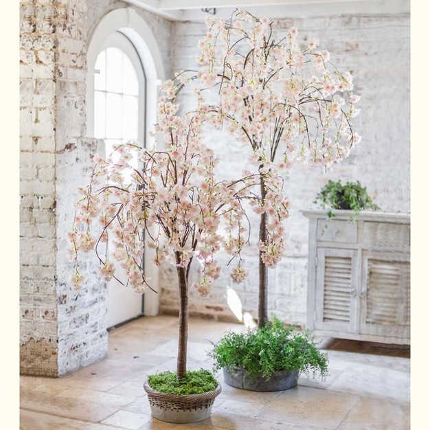 Plow and Hearth - Small Lighted Faux Weeping Cherry Tree - Use Indoors Or Outdoors