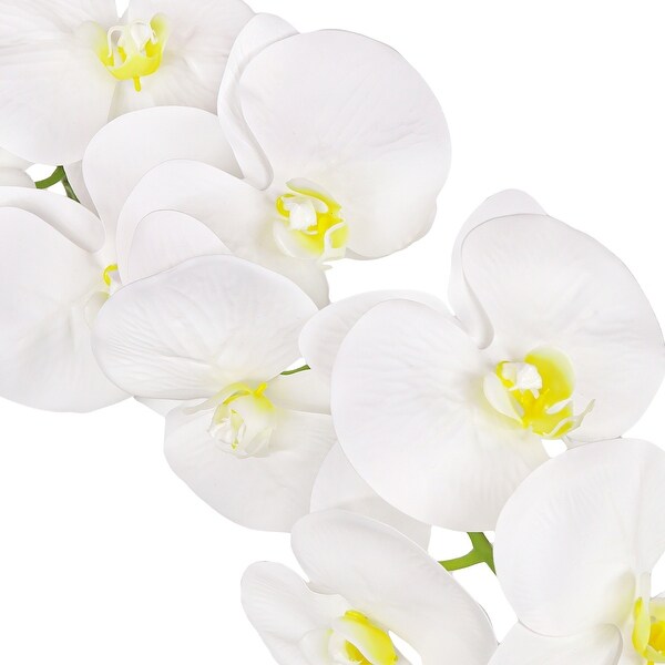 Set of 3 Natural Touch White Artificial Phalaenopsis Orchid Flower Stem Spray 40in