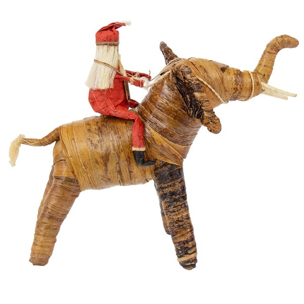 Banana Fiber Santa Riding Elephant Safari Animal Sculpture