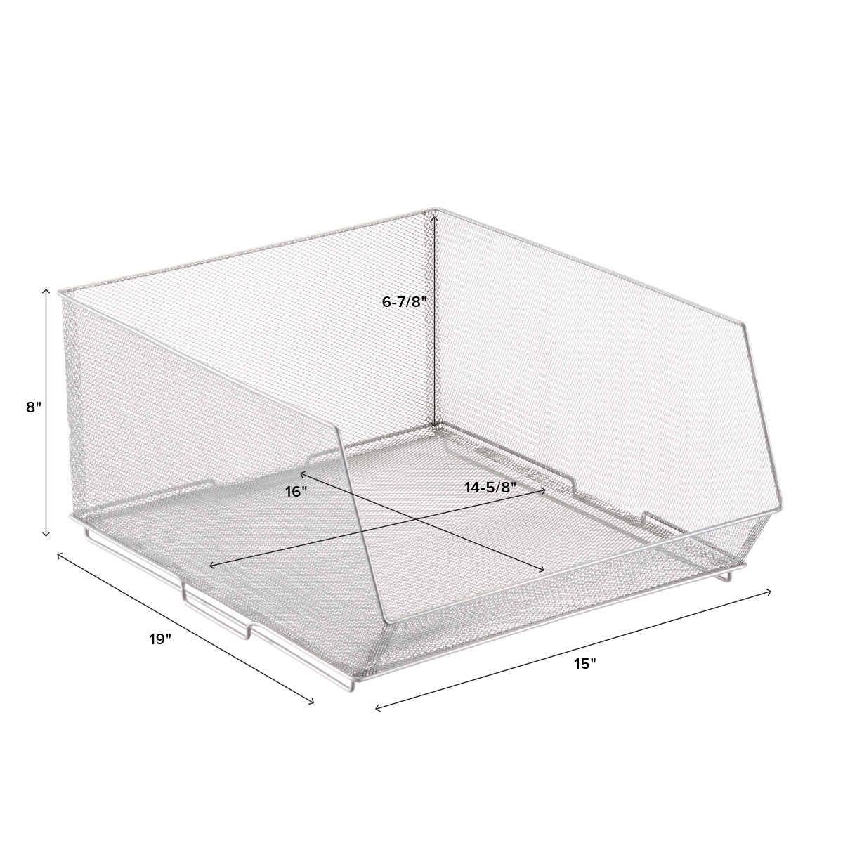 Design Ideas Open Front Mesh Silver Stacking Bins