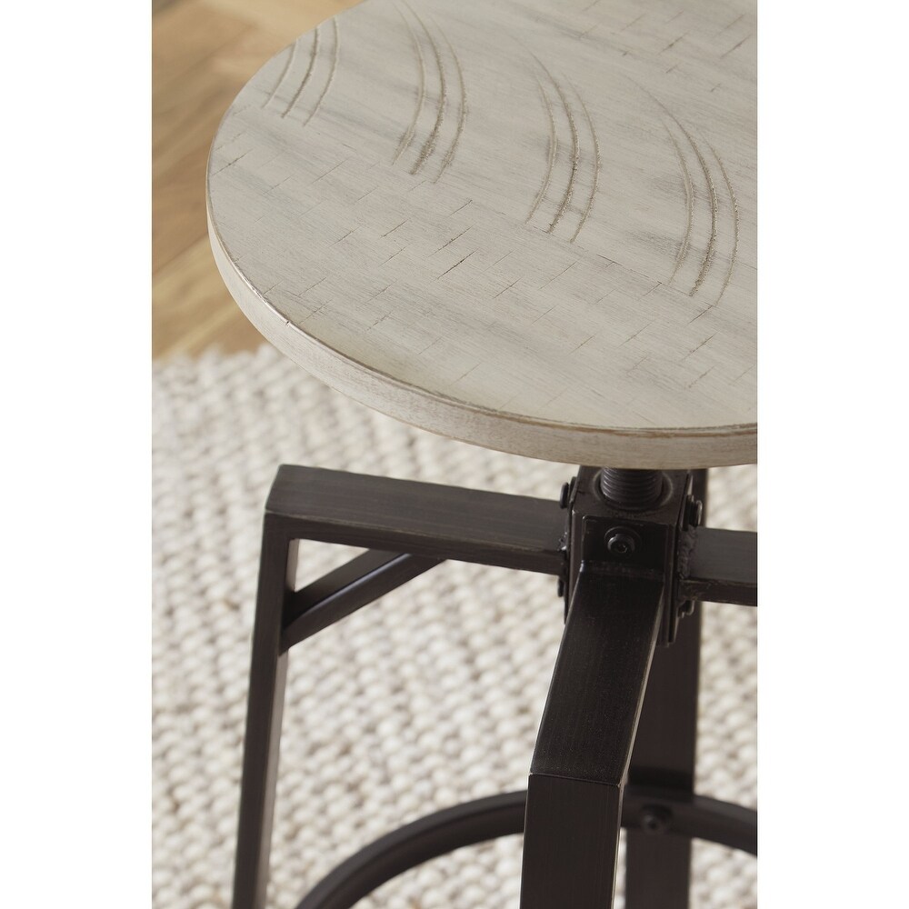 Signature Design by Ashley Karisslyn Whitewash/Black Adjustable Height Swivel Counter Stool (Set of 2)   19\