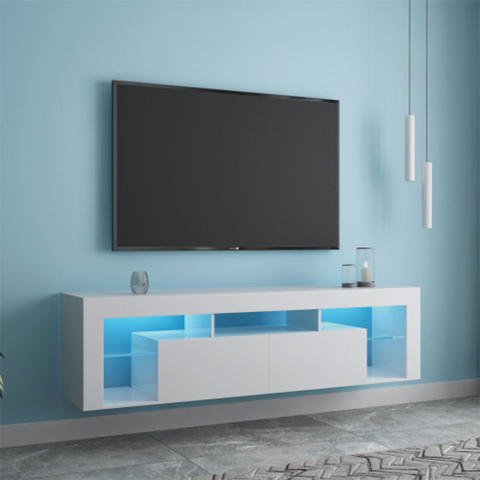 160 LED tv stand with mount floating tv stand with white finish   Modern   Entertainment Centers And Tv Stands   by HIGHLIGHT USA LLC  Houzz