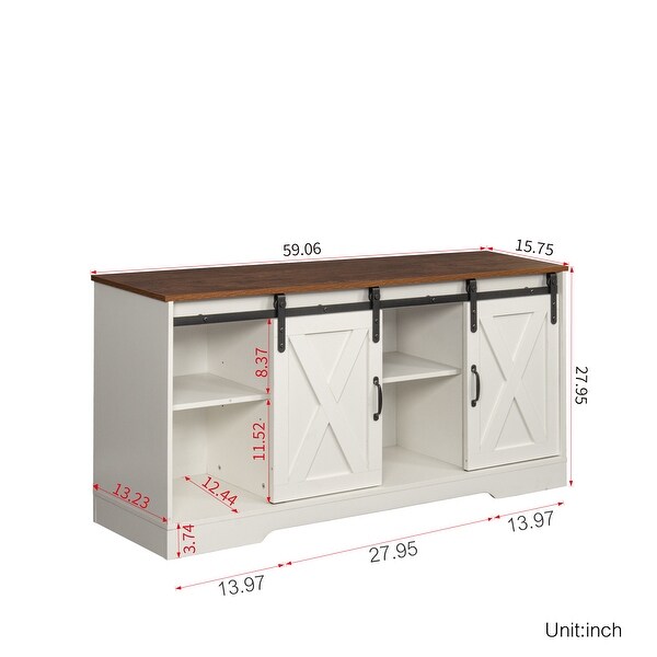 Storage Cabinet Table Living Room with Adjustable Shelves for TVs Up to 65