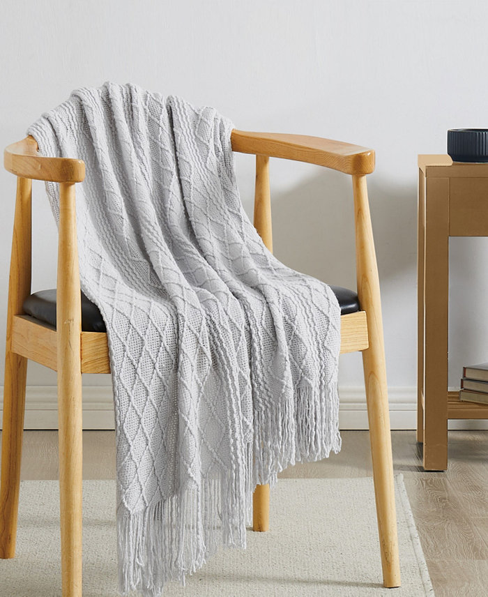 Brooklyn Loom Woven Texture Solid Coolandnbsp;Throw， 60