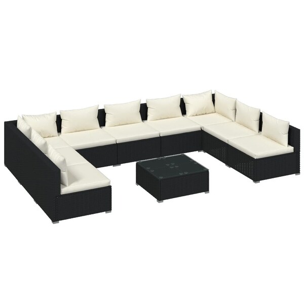 vidaXL Patio Lounge Set Outdoor Sectional Sofa Set Table Garden Poly Rattan