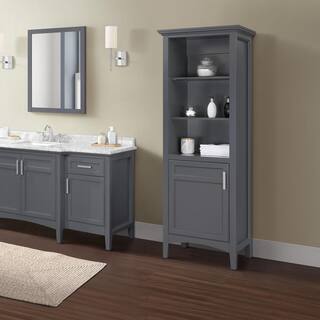 Home Decorators Collection Sassy 24 in. W x 16 in. D x 72 in. H Gray Linen Cabinet in Dark Charcoal Sassy LC-C