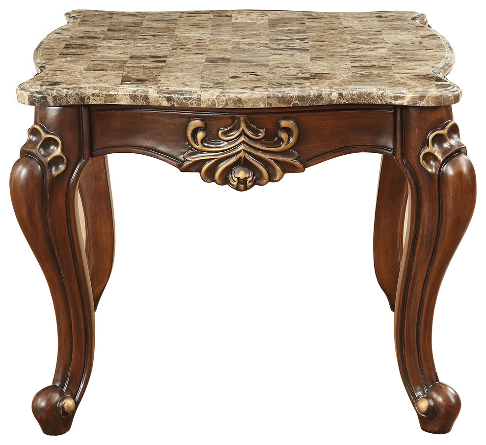 ACME Shalisa End Table  Marble and Walnut   Victorian   Side Tables And End Tables   by Acme Furniture  Houzz