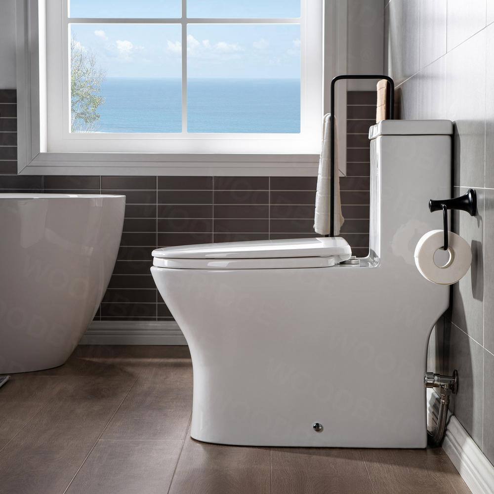 WOODBRIDGE Avanti 1-Piece 1.01.6 GPF High Efficiency Dual Flush Elongated All-in-One Toilet with Soft Closed Seat in White HT3001