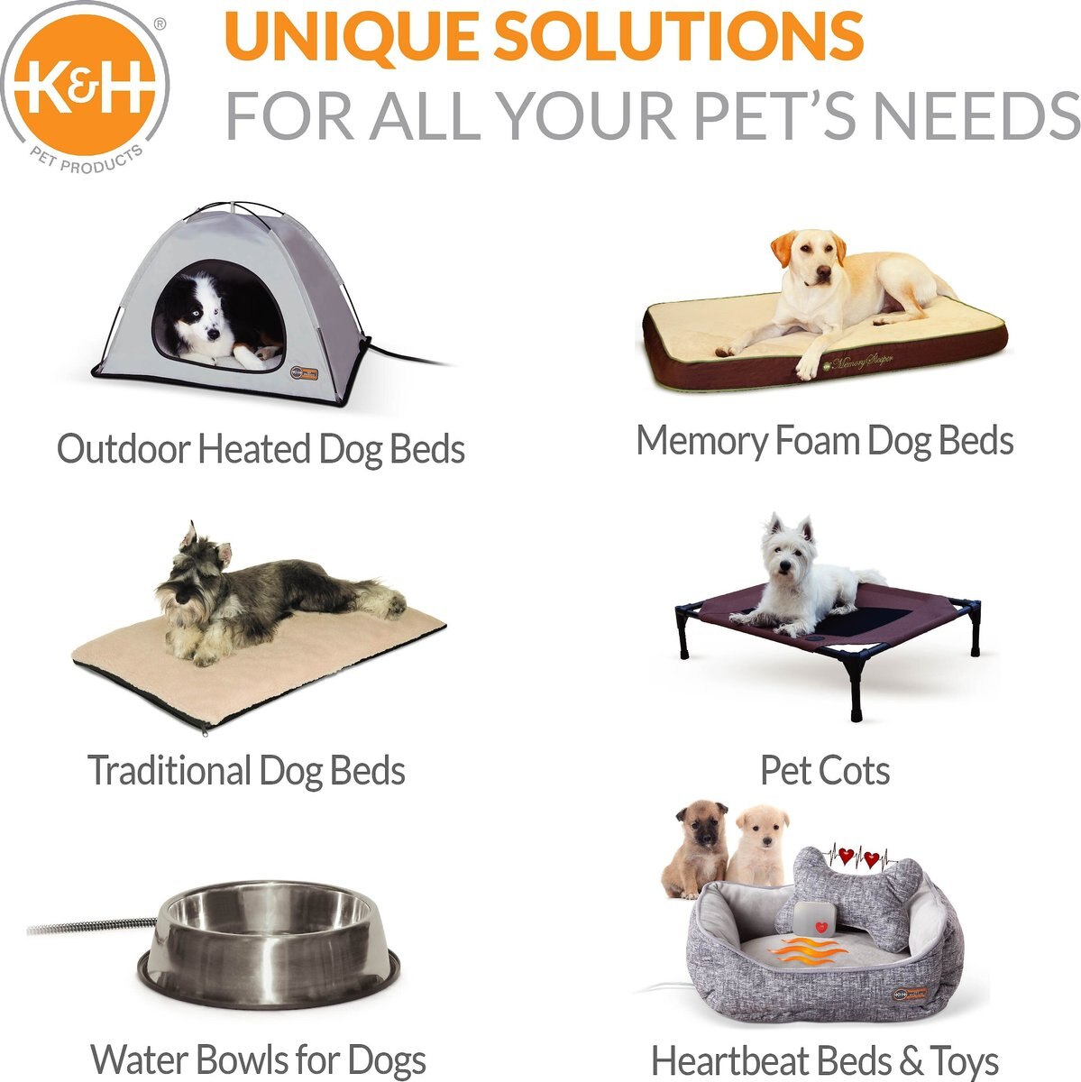 KandH Pet Products Pillow-Top Orthopedic Bolster Cat and Dog Bed