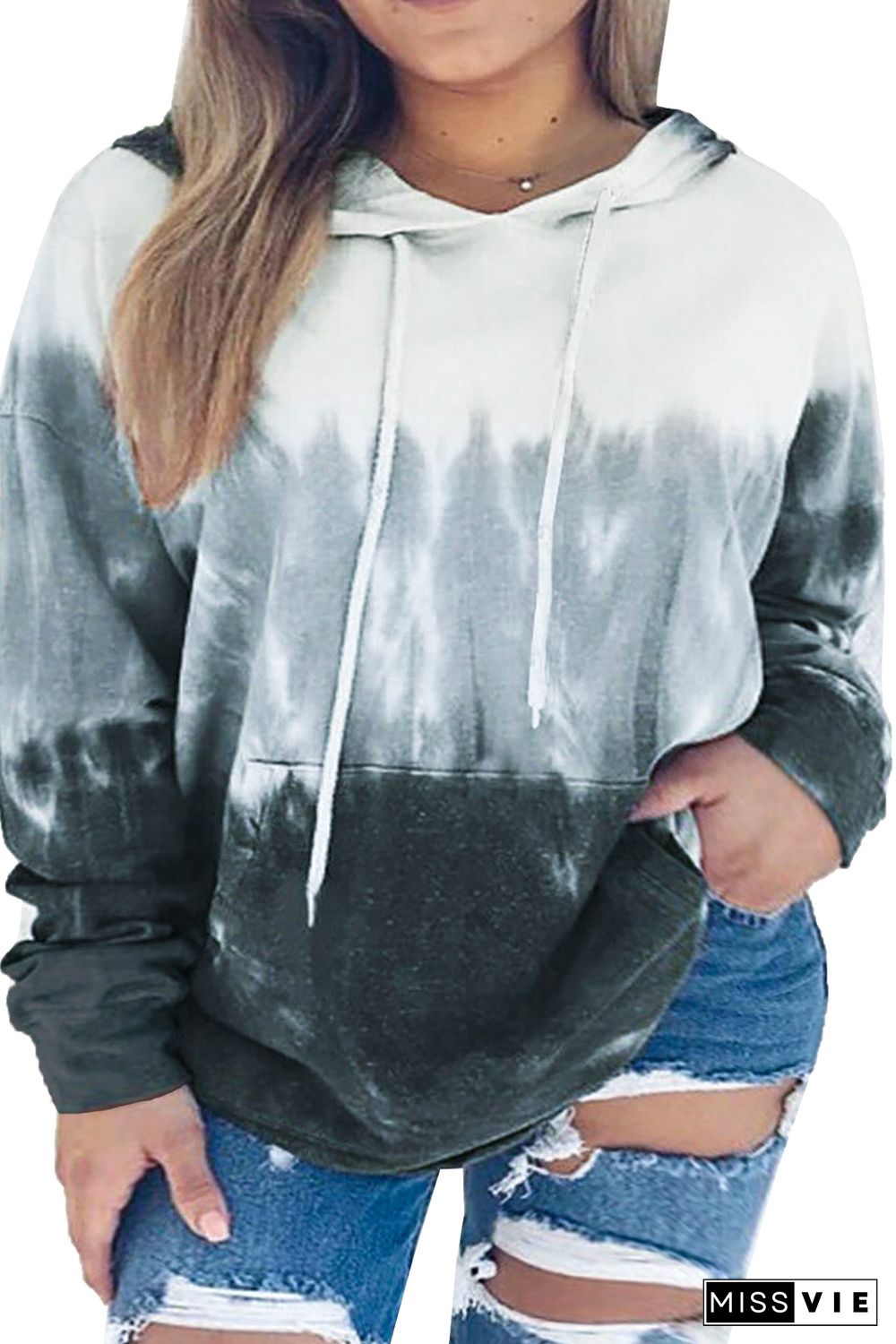 Grey Gradient Colorblock Pullover Plus Size Hoodie