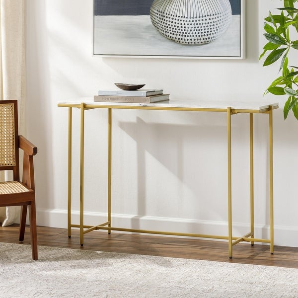 Riaz Genuine Marble and Metal Console Table - 30