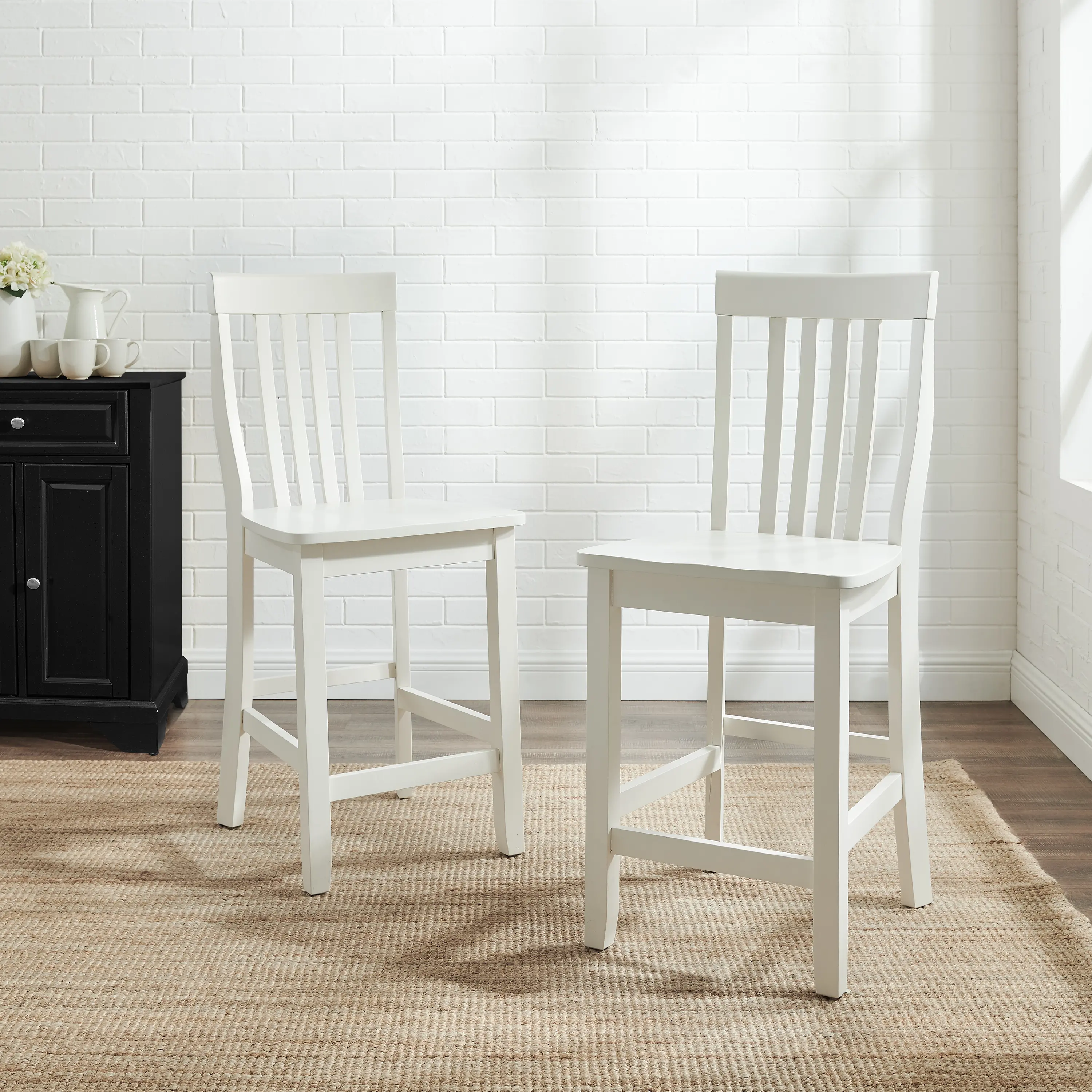 School House White Counter Height Stool (Set of 2)