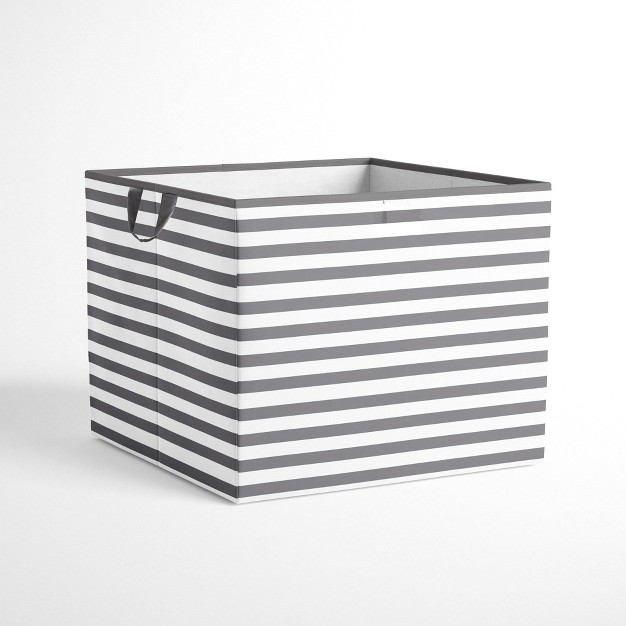 Bacati Pin Stripes White gray Storage Box Large