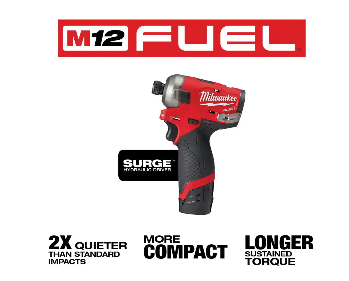 Milwaukee 2551-22-2426-20 M12 FUEL SURGE 12V Lithium-Ion Brushless Cordless 1/4 in. Hex Impact Driver Compact Kit with M12 Multi-Tool