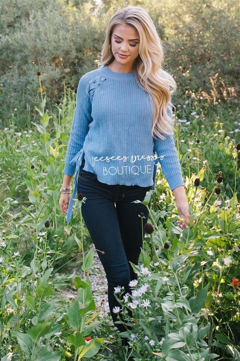 Lace Up Knit Sweater