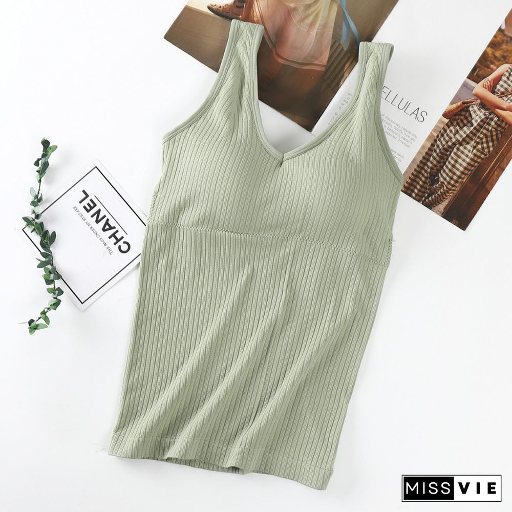 Sexy Tank Tube Top Seamless Underwear Beauty Back Solid Sleeveless Long Vest Padded Crop Tops Bandeau Women Camisoles