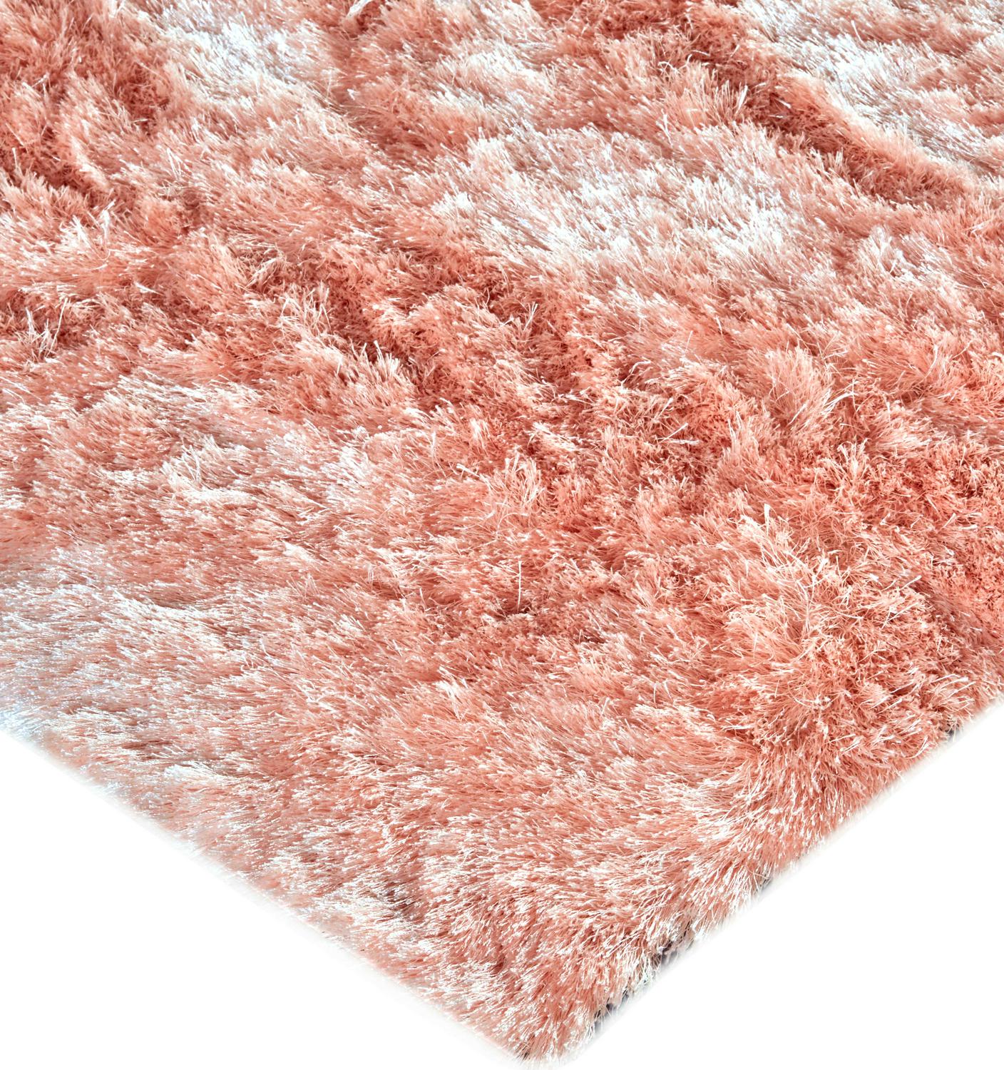 Freya Plush Shag Rug with Metallic Sheen， Salmon Pink， 2ft x 3ft-4in Accent Rug