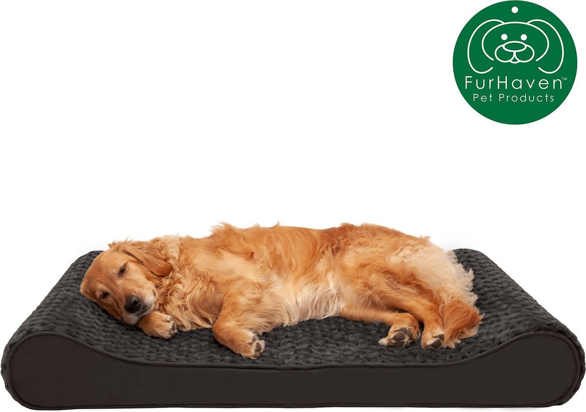 FurHaven Ultra Plush Luxe Lounger Cooling Gel Dog Bed w/Removable Cover