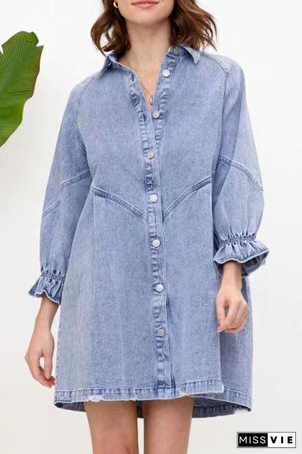 Casual Solid Patchwork Turndown Collar Shirt Dress Dresses