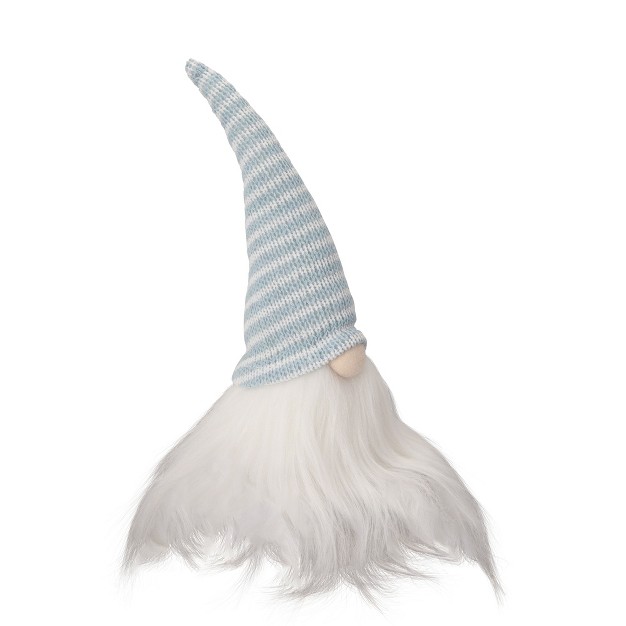 Aqua Blue And White Striped Hat Spring Gnome