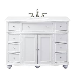 Home Decorators Collection Hampton Harbor 45 in. W x 22 in. D Bath Vanity in Dove Grey with Natural Marble Vanity Top in White BF-23148-DG