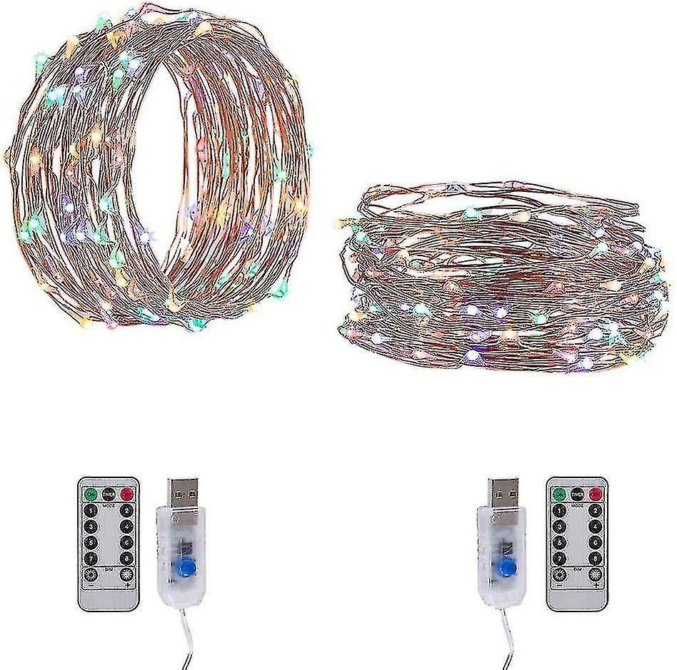 2pcs Usb Christmas Fairy String Light 100led， 10m Star Decorative Lamp