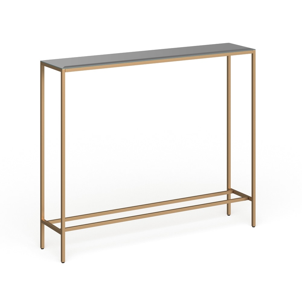 SEI Furniture Ham Long Narrow Console Table with Mirrored Top