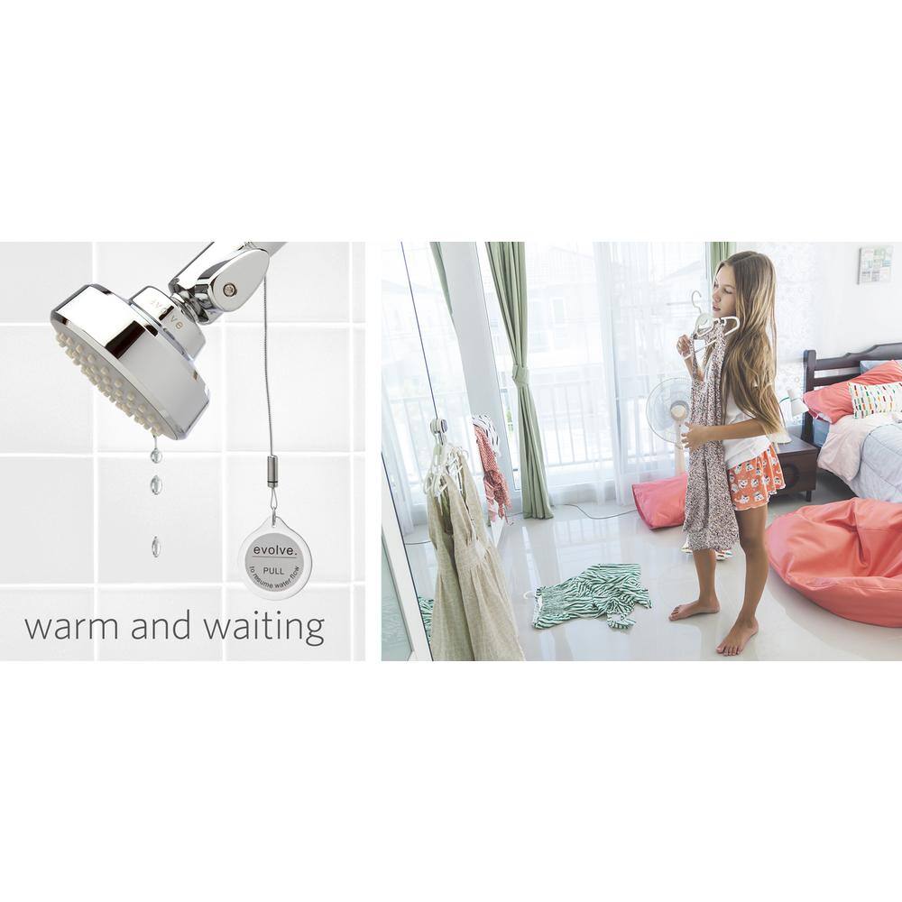 Evolve 3-Spray Patterns with 1.5 GPM 3.25 in. Wall Mount Massage Fixed Shower Head with Thermostatic Valve in Chrome EV3021-CP150-SB