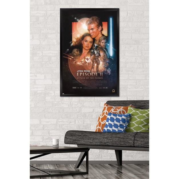 Trends International 24x36 Star Wars Attack Of The Clones One Sheet Framed Wall Poster Prints