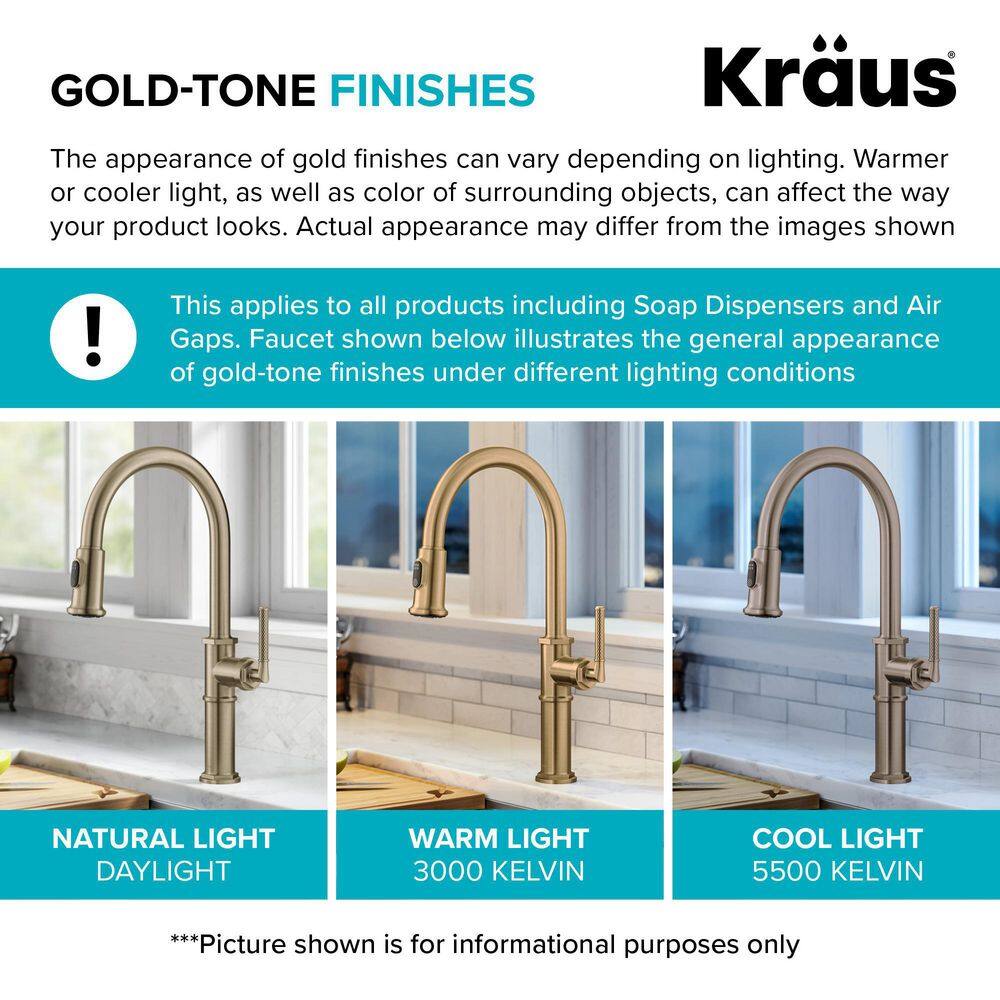 KRAUS Artec Pro Single-Handle Pull Down Sprayer Kitchen Faucet with Deck Plate in Black Stainless SteelBrushed Gold Finish KPF-1603SBBG-DP03SB