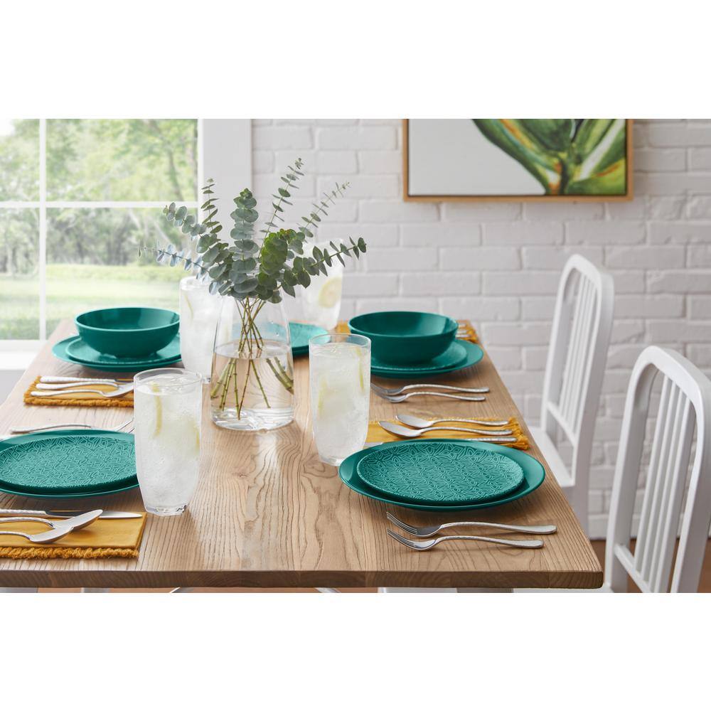 StyleWell Taryn Melamine Dinner Plate in Gloss Malachite Green (Set of 6) AA2181MAL