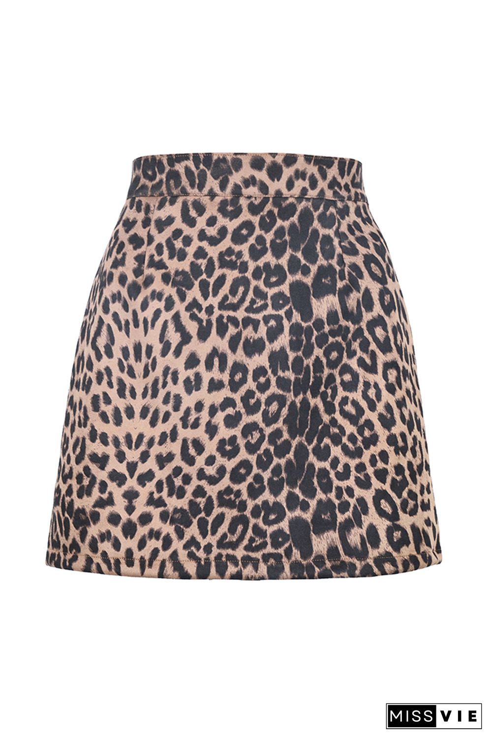 Leopard Zipper High Waist A-line Mini Skirt Wholesale