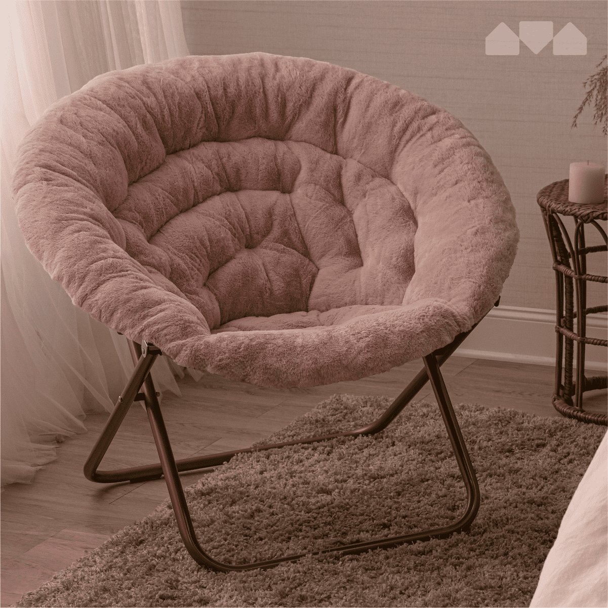 Milliard Faux Fur Folding Chair, Pink