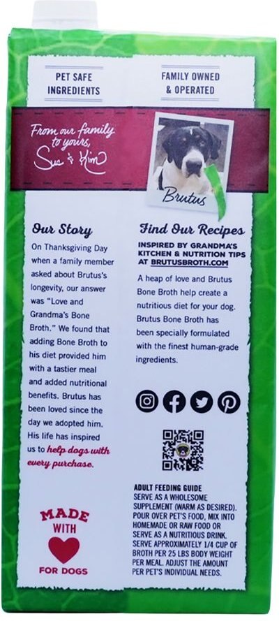 Brutus Broth Vegetable Broth Salmon Flavor Grain-Free Dog Food， 32-oz bag