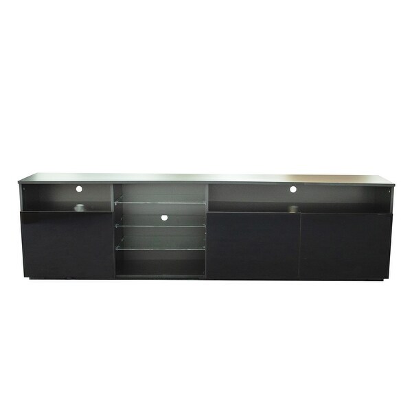 TV Stand Matte Body High Gloss Doors Modern TV Stand LED，Black